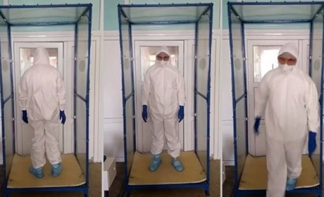Ніжинська міська лікарня отримала від благодійників кабіну для обробки медичного персоналу