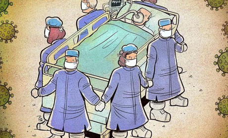 Боротьба із COVID-19 у зворушливих ілюстраціях іранського художника