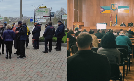 У Первомайській міськраді триває сесія, а під будівлею — збираються підприємці з ринку Флора. Відео