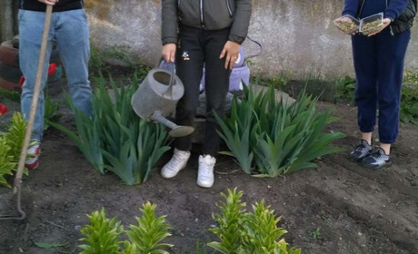 Вихованці Мар'їнського еколого-натуралістичного центру висадили квіти у Єлизаветівці. ФОТО