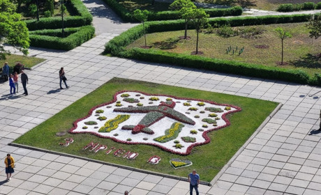 Квіткова "Мрія" і марка з "корабльом": оригінальні клумби Києва, а в Переяславі заквітчані стовпи