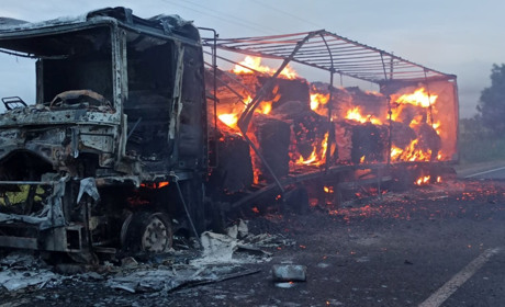 На трасі Одеса-Рені згоріла фура з вантажем вагою 23 тонни