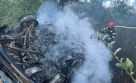У П'ятихатках автівка злетіла з дороги і загорілась: загинули три людини. Фото