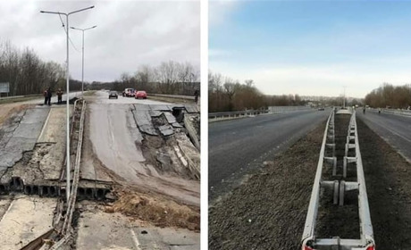 Біля Чернігова відбудували зруйнований бойовими діями міст через річку Замглай