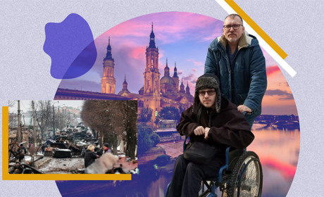 Підвал, колона, Сарагоса. Евакуація з Бучі хлопця з дитячим церебральним паралічем
