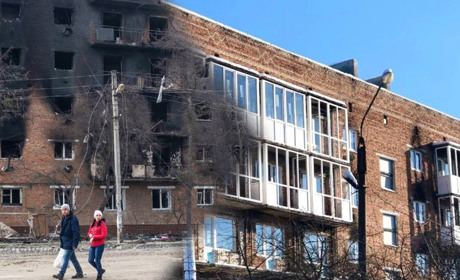У Тростянці активно відновлюються пʼятиповерхові будинки після окупації