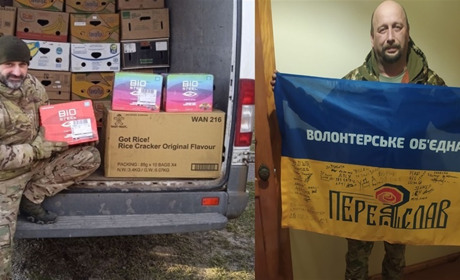 Воїн-земляк поїхав на фронт з гостинцями для побратимів від волонтерів Переяславщини
