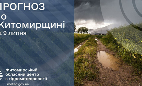 Прогноз погоди на 9 липня: грози, зливи та ймовірний град на Житомирщині