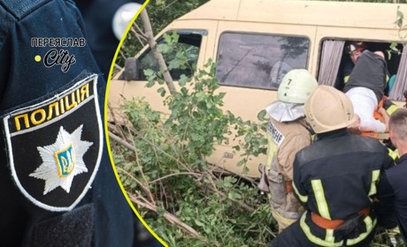 На трасі за Переяславом в кювет злетіла маршрутка з людьми: хроніка поліції