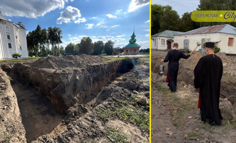 У Переяславі за дорученням мера викопали траншеї під історичним собором, священники це благословили