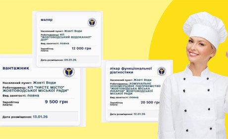 Робота у Жовтих Водах: свіжі вакансії з зарплатами за тиждень (8–15 січня)