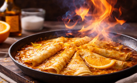 Млинці в апельсиновому соусі з ноткою фламбе