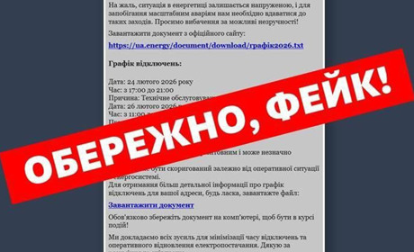 "Укренерго" попереджає про нову шахрайську схему з фейковими "графіками відключень"