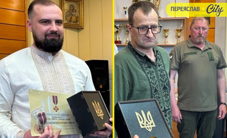 Захисникам Костянтину Казінському та Євгенію Кондратенку в Переяславі вручили відзнаки за службу