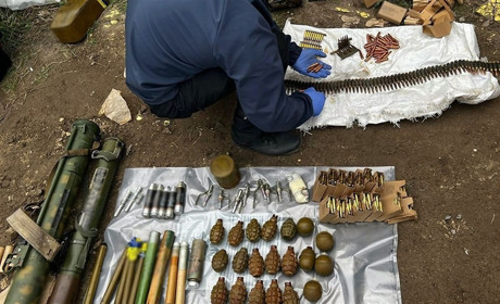 "Схрон" зброї на Житомирщині: правоохоронці вилучили вогнемет, автомат та понад 5 тисяч боєприпасів