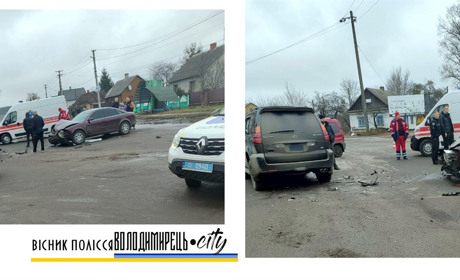 У Володимирці ДТП. На перехресті не розминулось дві автівки