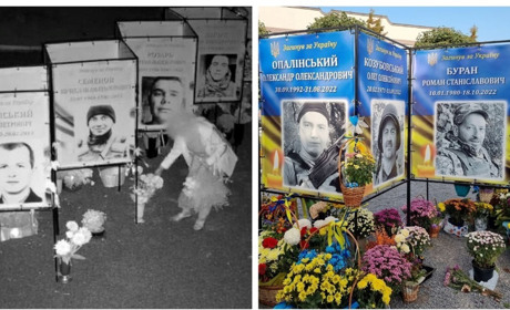 У Жмеринці жінка крала квіти на площі біля портретів Героїв і продавала їх: відео