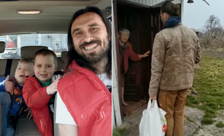 Євген Левченко з Переяслава під час війни розвозить продукти літнім людям