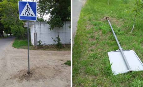У Біляївці в мікрорайоні селища комусь не подобаються дорожні знаки: їх виривали і викидали двічі
