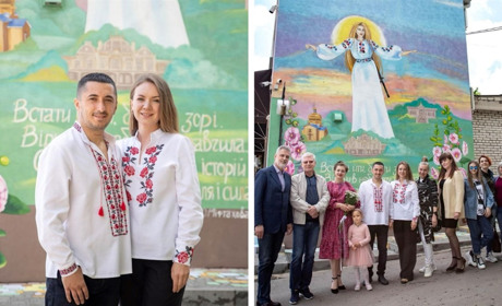 Безстрашна українка захищає всю націю: у Жмеринці створили мурал-символ вільної України