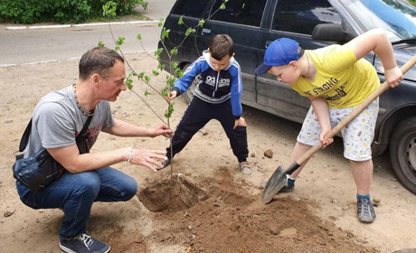 Мелитопольцы высадили деревья и кусты в память о героях, одолевших нацизм во Второй мировой войне