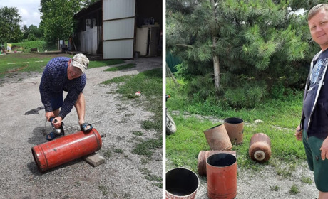 У Мирному мешканці з газових балонів зробили 8 сміттєвих урн і встановили їх по Центральній вулиці