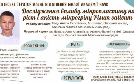 Юні науковці з Менської громади вийшли до обласного етапу конкурсу МАН