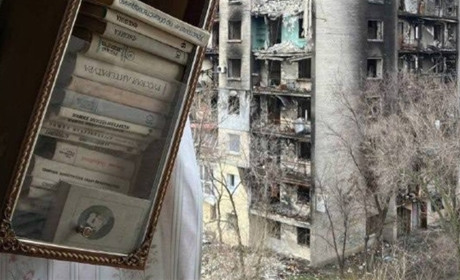 "Кобзар" Шевченка - на полиці. В соцмережі показали зруйнований будинок у Сєвєродонецьку