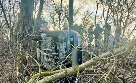 Через велику швидкість водійка допустила з'їзд автомобіля з дороги. Постраждала її матір та діти