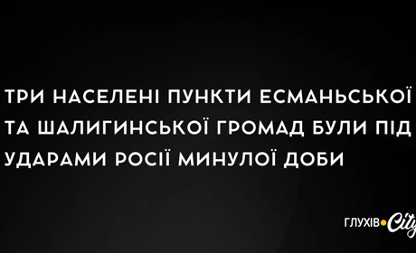 Три населені пункти Есманьської та Шалигинської громад були під ударами росії минулої доби