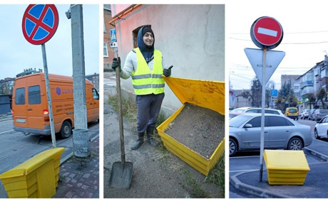 Жмеринка готується до першого снігу: у місті встановили ящики з протиожеледною сумішшю