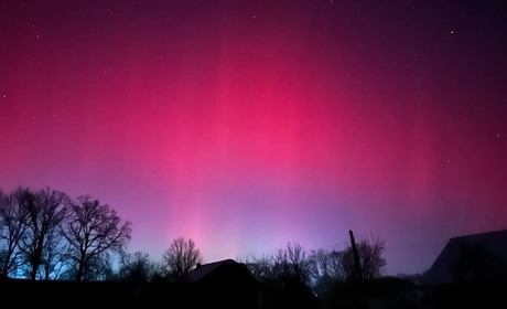 Полярне сяйво над Звягелем: вночі 20 січня небо світилося червоним і зеленим