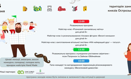 Старокостянтинів готується до Дня Батька: родинний захід «ТАТО ДЕНЬ» відбудеться 15 червня. Деталі