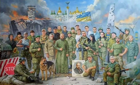 Уманчанин Андрій Кизило зображений на картині «Створення нації»