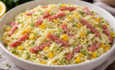 Рецепт дня: салат із пекінської капусти з салямі та кукурудзою