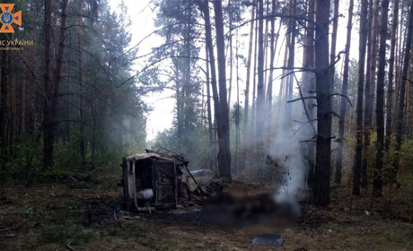 У лісі на Київщині загинув чоловік, який автомобілем наїхав на міну й вона вибухнула