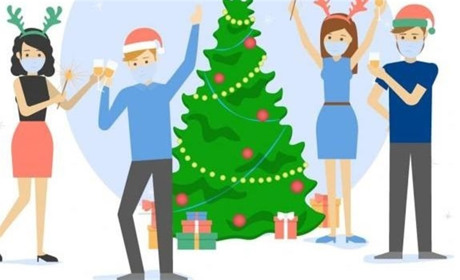 Маскарад від МОЗ біля ялинки