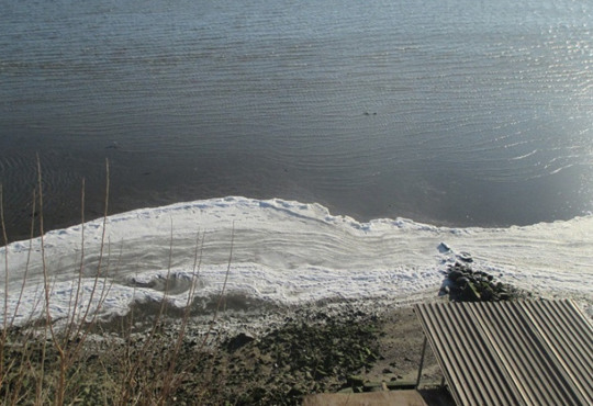 Море сдуло, а дно покрылось льдом: в Мариуполе ветер отогнал воду от берега – фото