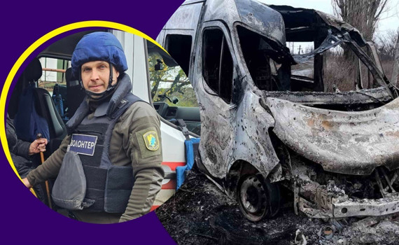 Волонтер, який евакуює цивільних з Авдіївки, потрапив під обстріл. Його авто спалив російський дрон
