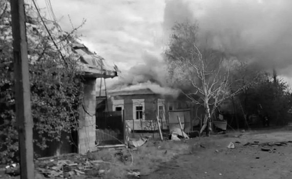 From the basement we watched a house with people inside burn for 48 h. Velyka Novosilka is in ruins