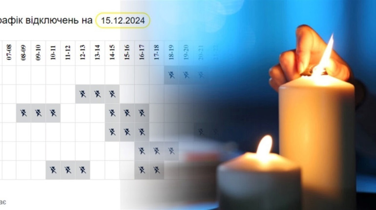 Прогноз погодинних відключень на 15 грудня