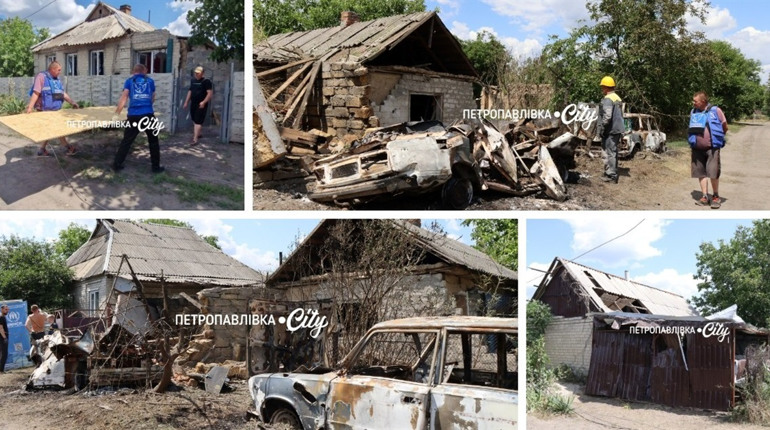 У Дмитрівці ворожа "Герань" впала посеред житлової вулиці: згоріли автомобілі, пошкоджено будинки