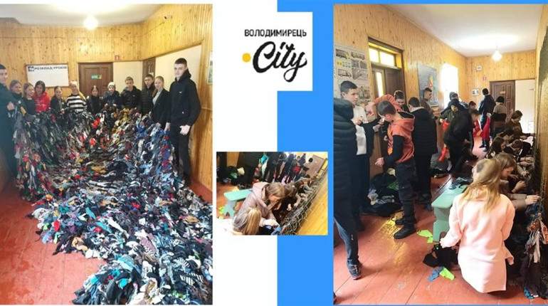 На канікулах школярі у Воронках плетуть масксітки