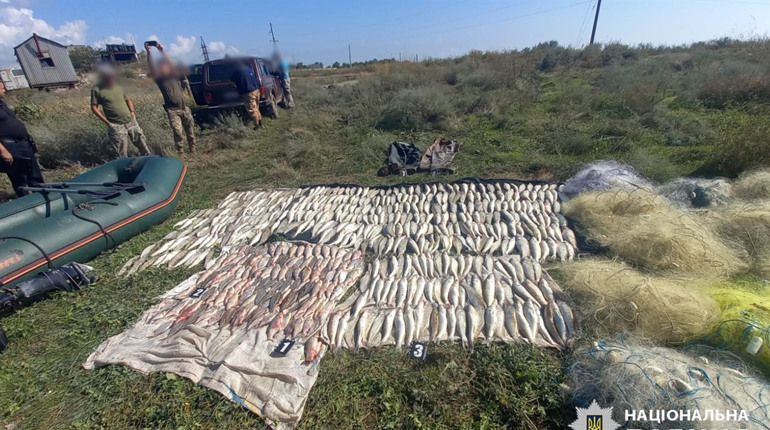 На Одещині браконьєри наловили риби на 1,4 млн гривень. Сітки, човен та улов у них вилучили