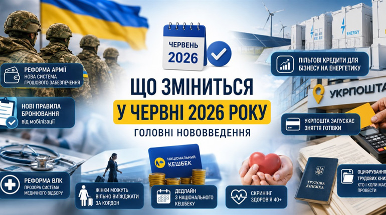 Що зміниться для українців у червні 2026 року: головні нововведення