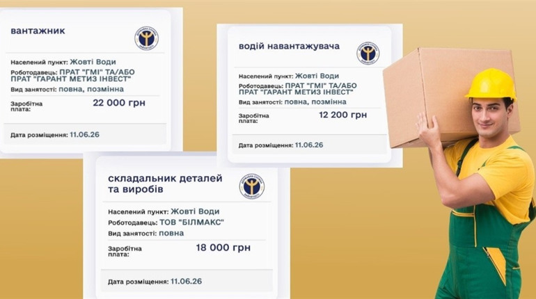 Від баристи до будівельника: нові вакансії у Жовтих Водах із зарплатою до 45 тисяч гривень
