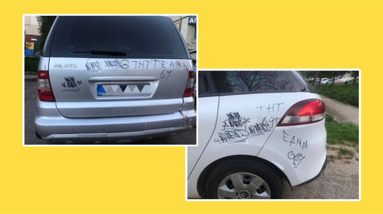 Чорним по білому: у Дрогобичі невідомі розмалювали чужі автомобілі
