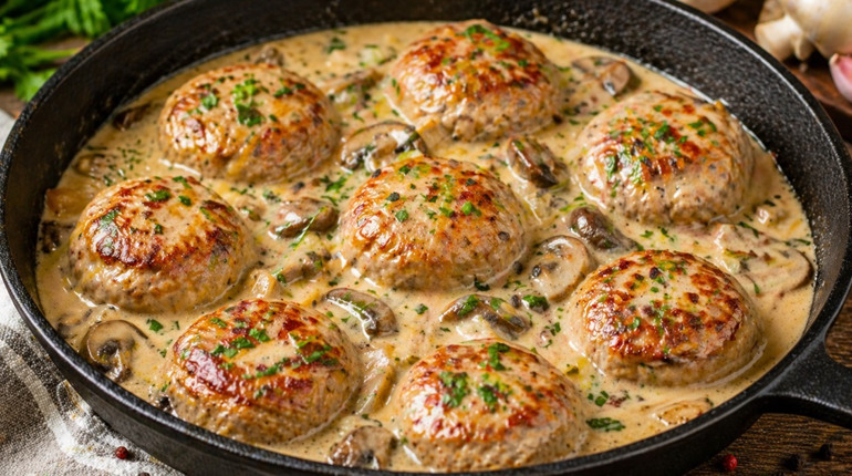 Рецепт дня: курячі котлети з грибним соусом у вершках
