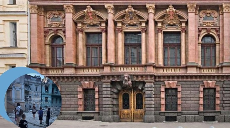 Серед уражених будівель - Будинок вчених в Одесі. Одна з найгарніших споруд міста. А також житло