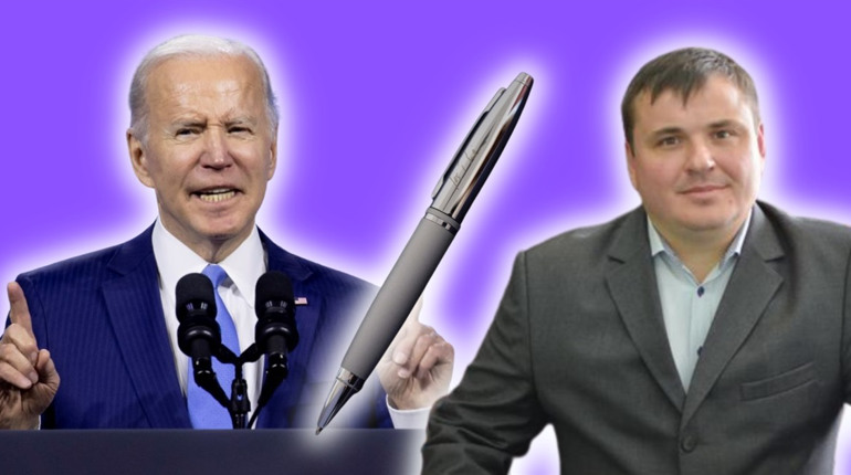 Що спільного між Президентом США та ексочільником Херсонської ОДА? Ручка Байдена! Її можна купити